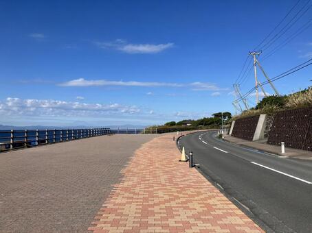 伊豆大島の道路風景 大島,伊豆,伊豆大島の写真素材