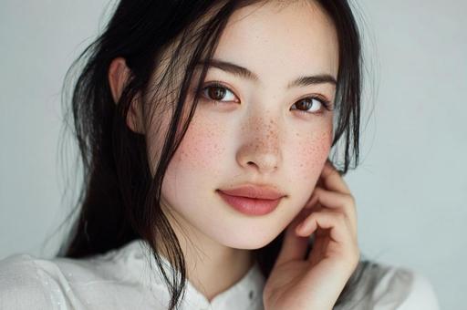 微笑の美しい黒髪日本女性 微笑の美しい黒髪日本女性の写真