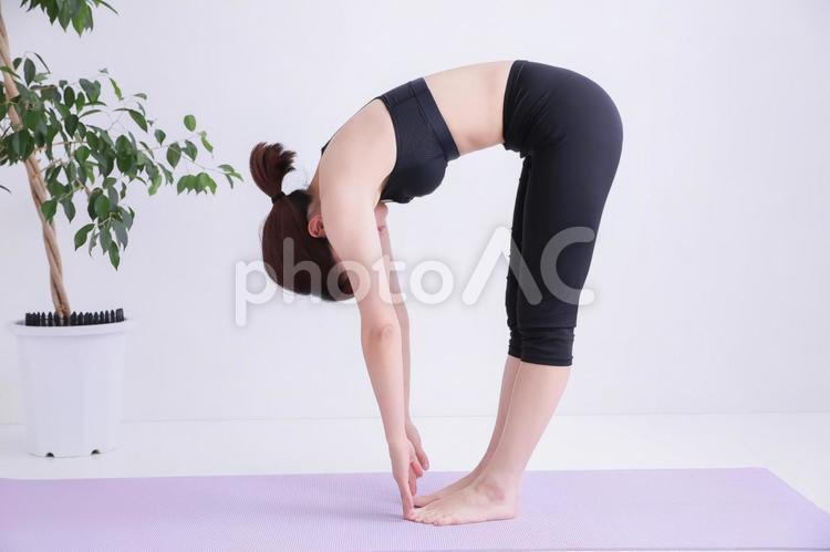 立位体前屈（体がやわらかい） 立位体前屈,前屈,ストレッチの写真素材