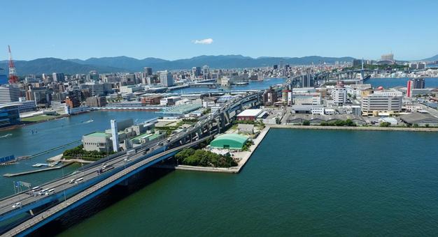 【福岡】博多ポートタワーからの風景 博多ポートタワー,福岡,博多の写真素材