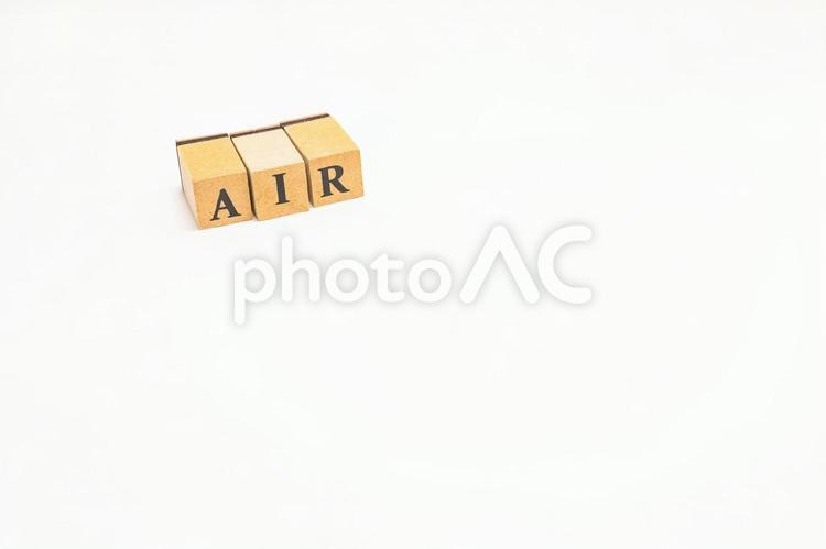 木のブロックの英単語　AIR air,ブロック,木ブロックの写真素材