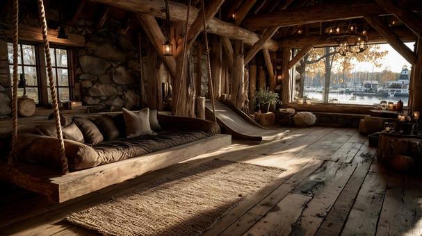 木のぬくもりの癒し空間の写真