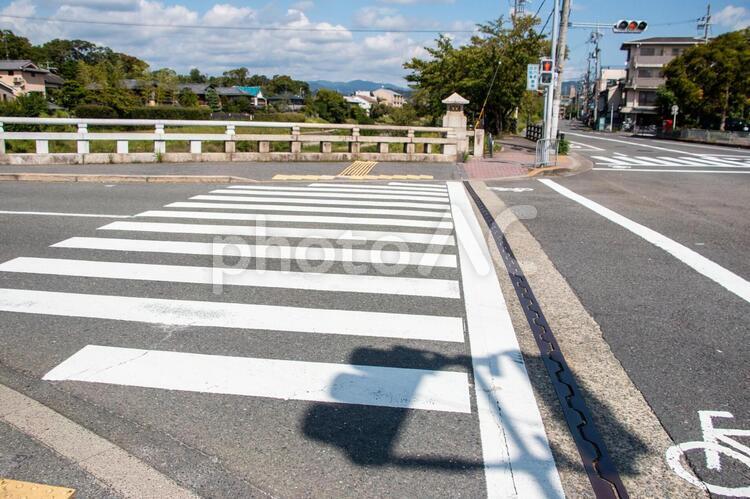 横断歩道と信号の影 風景,景色,景観の写真素材
