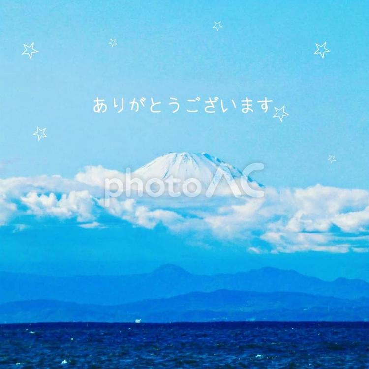 富士山と海と星と言葉 富士山,海,雲の写真素材