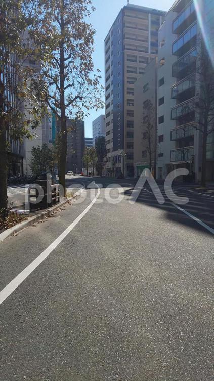 オフィス街-博多区 ビル,オフィス街,道路の写真素材