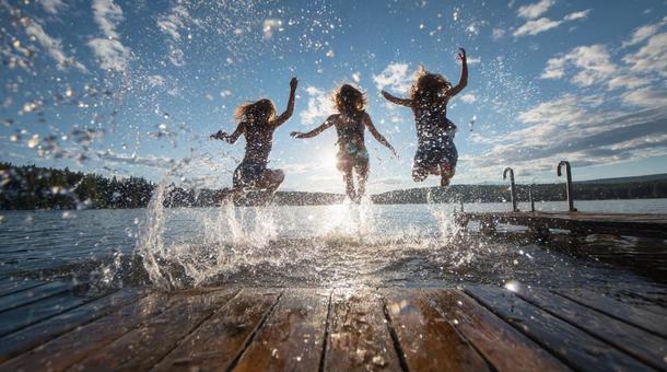 真夏の水遊び 真夏の水遊びの写真