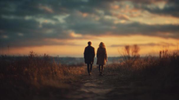 古い写真のような夕焼け空の写真