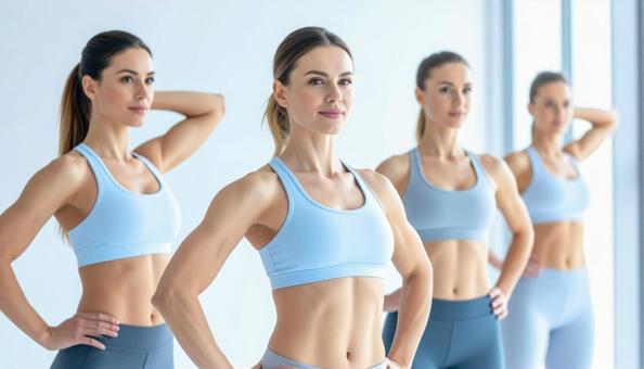 ヨガスタジオの女性達のポートレート ヨガスタジオの女性達のポートレートの写真