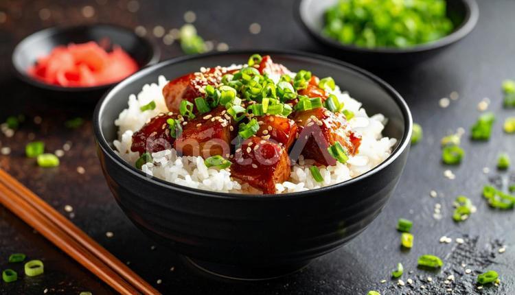 トロトロに煮込んだ肉が美味しそうな角煮丼 角煮丼,トロトロ,角煮の写真素材