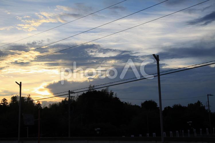 夕暮れ 夕焼け,空,自然の写真素材