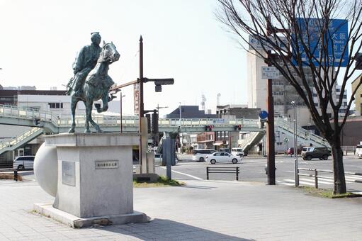 吉宗公騎馬像 自然,背景,徳川吉宗の写真素材