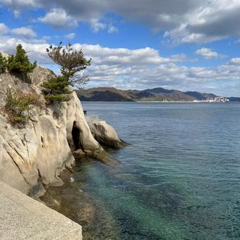 海 海 海,岩場,空の写真素材