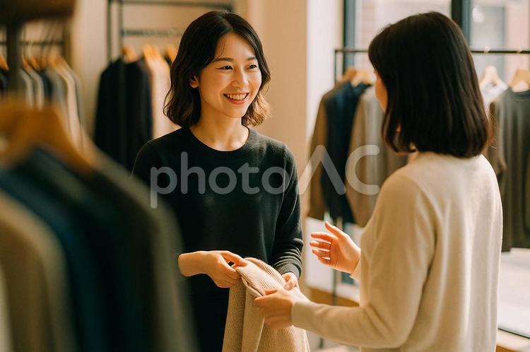 心を込めた接客の瞬間 アパレル,店員,接客の写真素材
