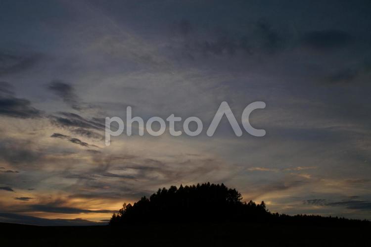 北海道の自然（夕日の景色） 北海道,自然,夕日の写真素材
