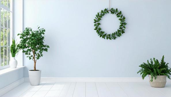 リースを部屋に飾るの写真