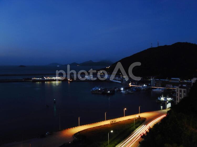 台湾-馬祖 南竿の風景（福澳港の夜景） 海外,台湾,馬祖の写真素材