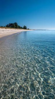 透明度抜群の浅瀬のビーチの写真