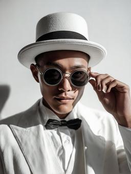 白いタキシードを着た男 白いタキシードを着た男の写真