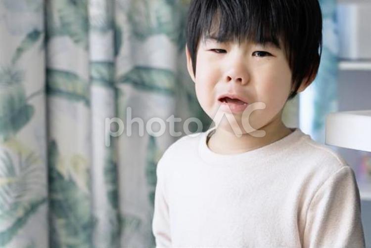 怖くて泣くアジア人の幼児	 子供,泣く,子育ての写真素材