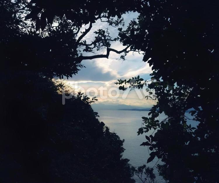 江の島の夕暮れ 3 江ノ島,江の島,夕日の写真素材