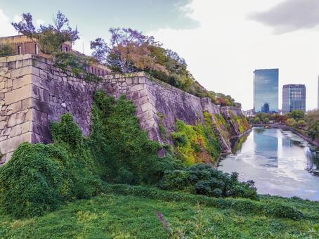 【大阪府】大阪城 大阪城,石垣,濠の写真素材