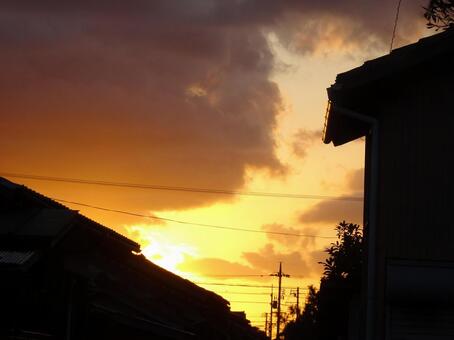 夕日 夕暮れ,空,景色の写真素材
