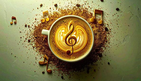 音符の形のラテアートの写真