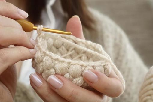 編み物をする女性 編み物,毛糸,女性の写真素材