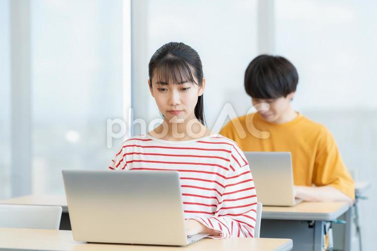 勉強をする男女の大学生 塾,教育,大学生の写真素材