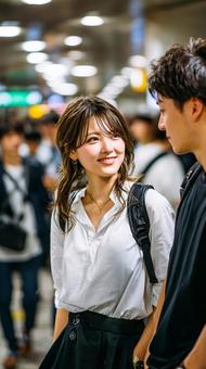 旅行や通勤シーンに映える日本人カップル 旅行や通勤シーンに映える日本人カップルの写真