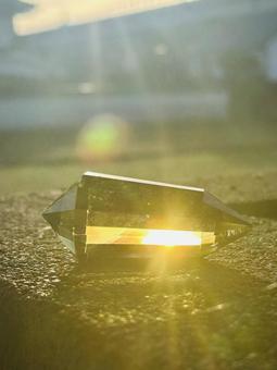 生命、輝く 背景,朝陽,プリズムの写真素材