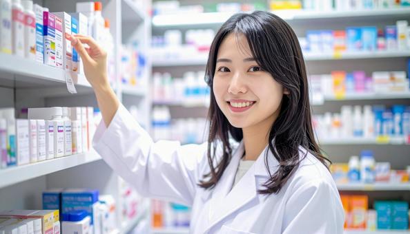 笑顔で働く薬剤師 笑顔で働く薬剤師の写真