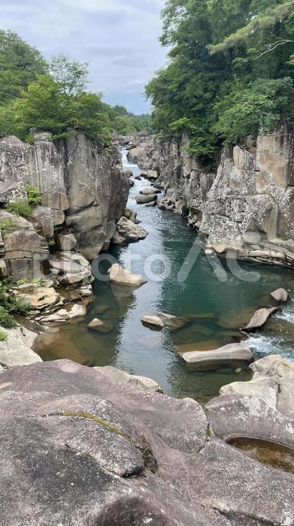 岩手県の景観が美しい厳美渓 厳美渓,岩手県,川の写真素材