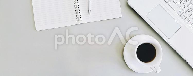 コーヒータイム　ワイド版　バナー素材 コーヒータイム,バナー素材,コピースペースの写真素材