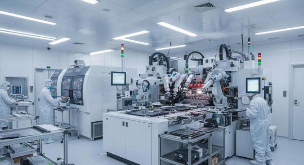 最先端の半導体製造クリーンルーム 最先端の半導体製造クリーンルームの写真