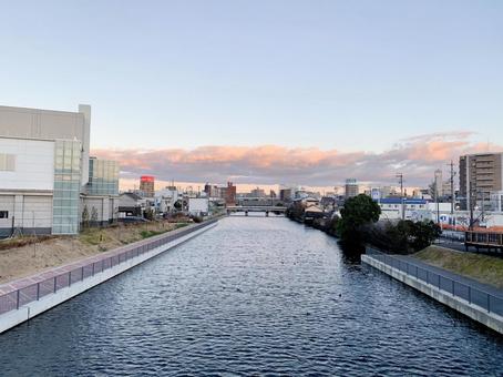 夕暮れの中川運河 中川運河,夕暮れ,運河の写真素材