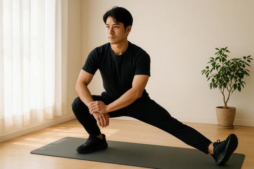 筋トレ前の準備運動の写真