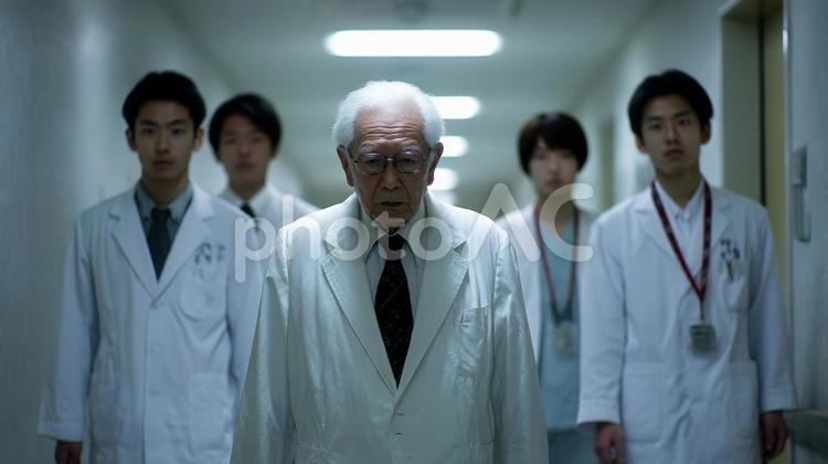 教授の回診 医師,教授,医学博士の写真素材