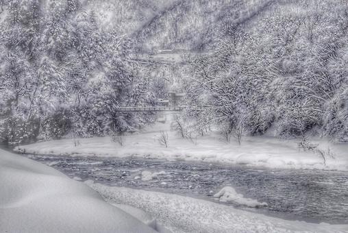 冬の白川郷 冬の白川郷 白川郷,世界遺産,風景の写真素材