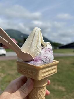 牧場でアイスクリーム 牧場でアイスクリームの写真