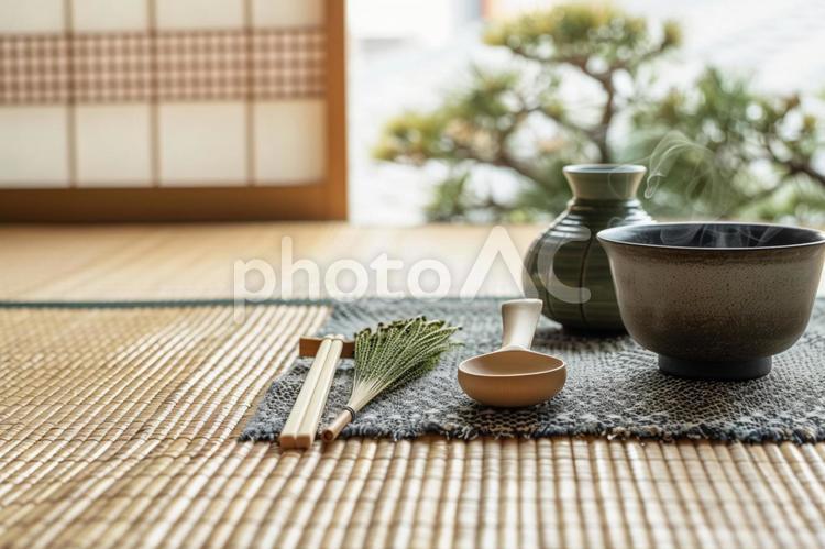 和室の茶道具 茶道,和風,日本文化の写真素材
