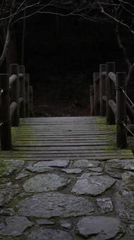 木の橋 木の橋 道,苔,石畳の写真素材