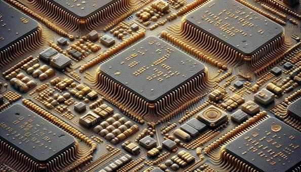 AI半導体のマイクロチップ極接写 AI半導体のマイクロチップ極接写の写真