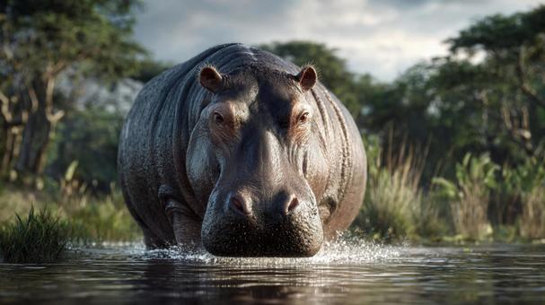 自然の中で生きる、威厳あるカバの姿 自然の中で生きる、威厳あるカバの姿の写真