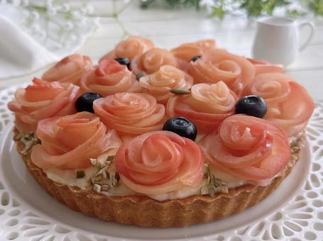 アップルローズタルト りんごタルト,フルーツタルト,タルトの写真素材