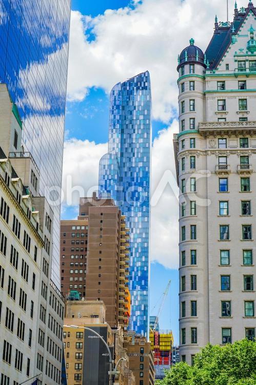 ニューヨークの街路 ニューヨーク,アメリカ国旗,通りの写真素材