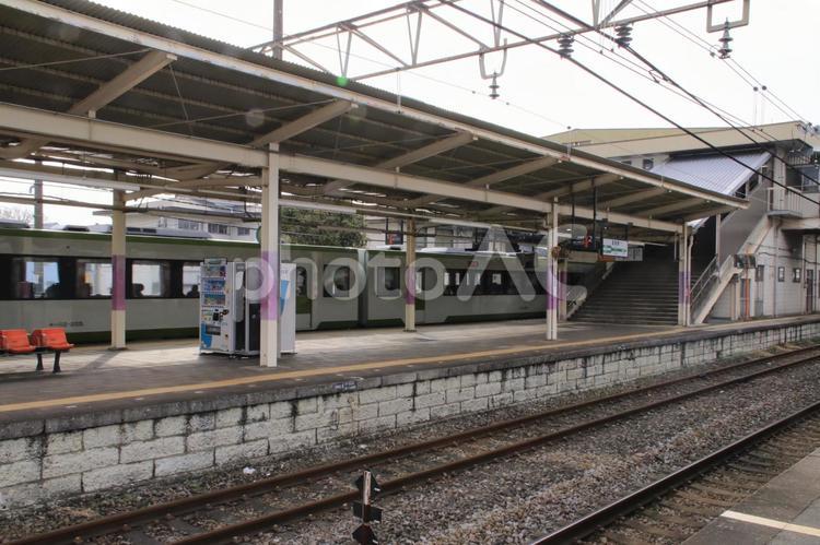 倉賀野駅　プラットホーム　レール　枕木 倉賀野駅,プラットホーム,レールの写真素材