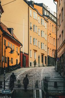 スウェーデン・ストックホルムの坂道 ストックホルム,スウェーデン,坂道の写真素材