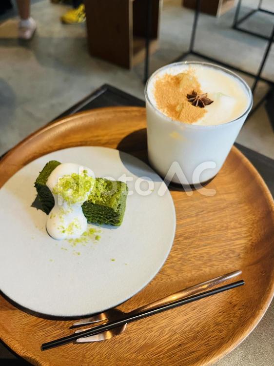 ほっと一息 カフェ,抹茶,1人カフェの写真素材