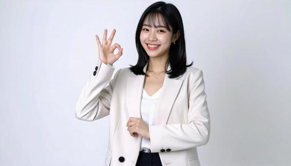 OKサインをする女性 OKサインをする女性の写真